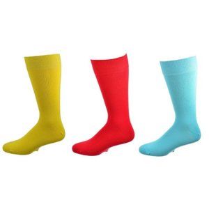 Solid Colorful Vibrant Cotton Crew Socks 3 Pair